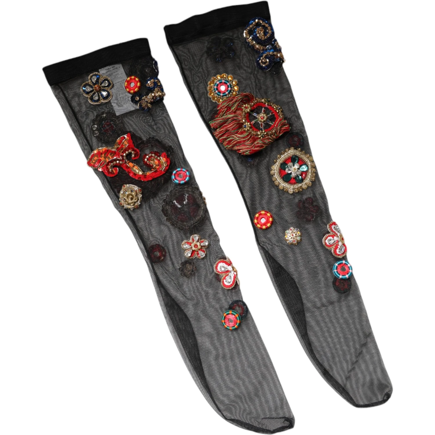 Black Stretch Carretto Crystal Stockings Socks