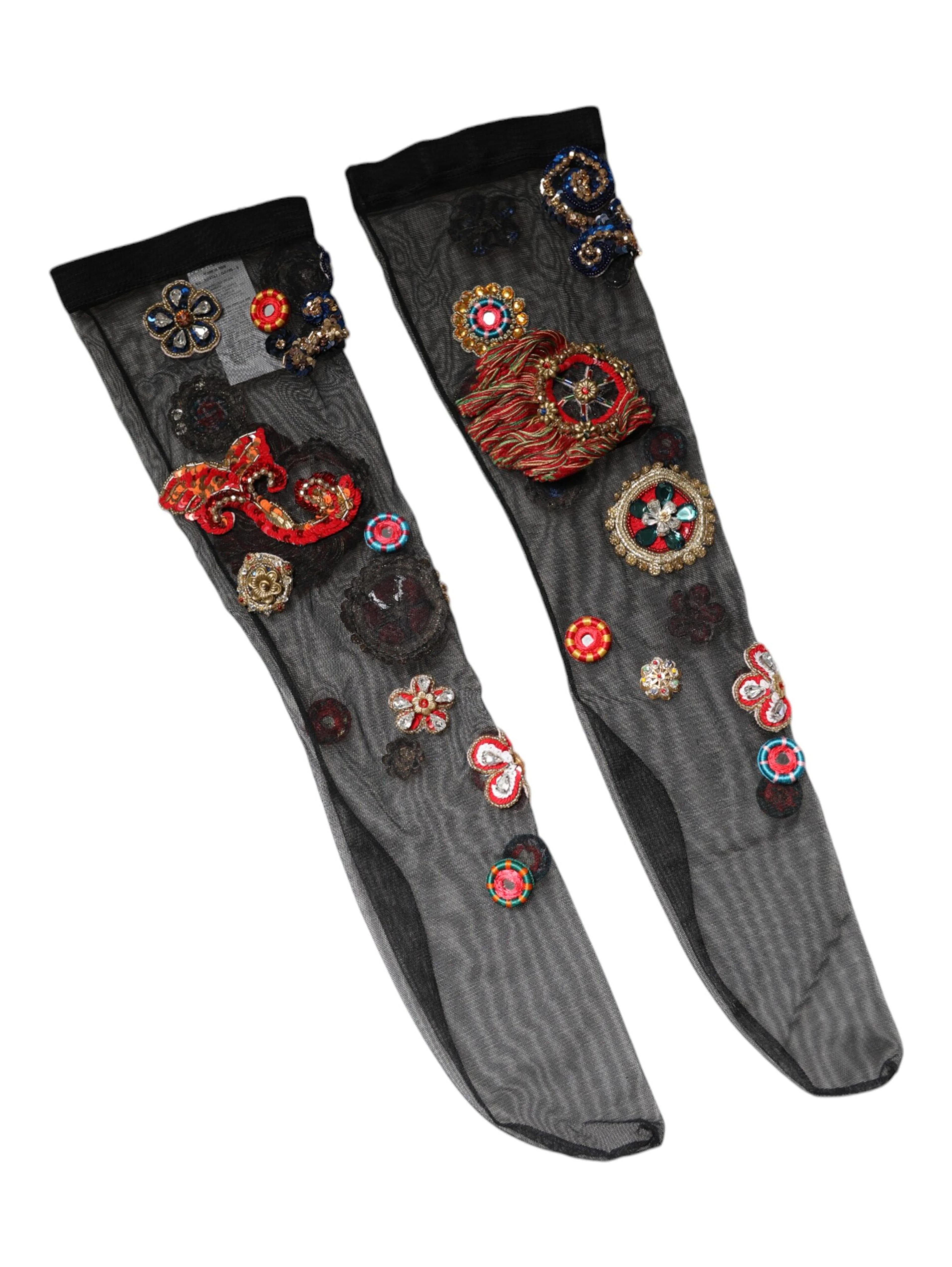 Black Stretch Carretto Crystal Stockings Socks