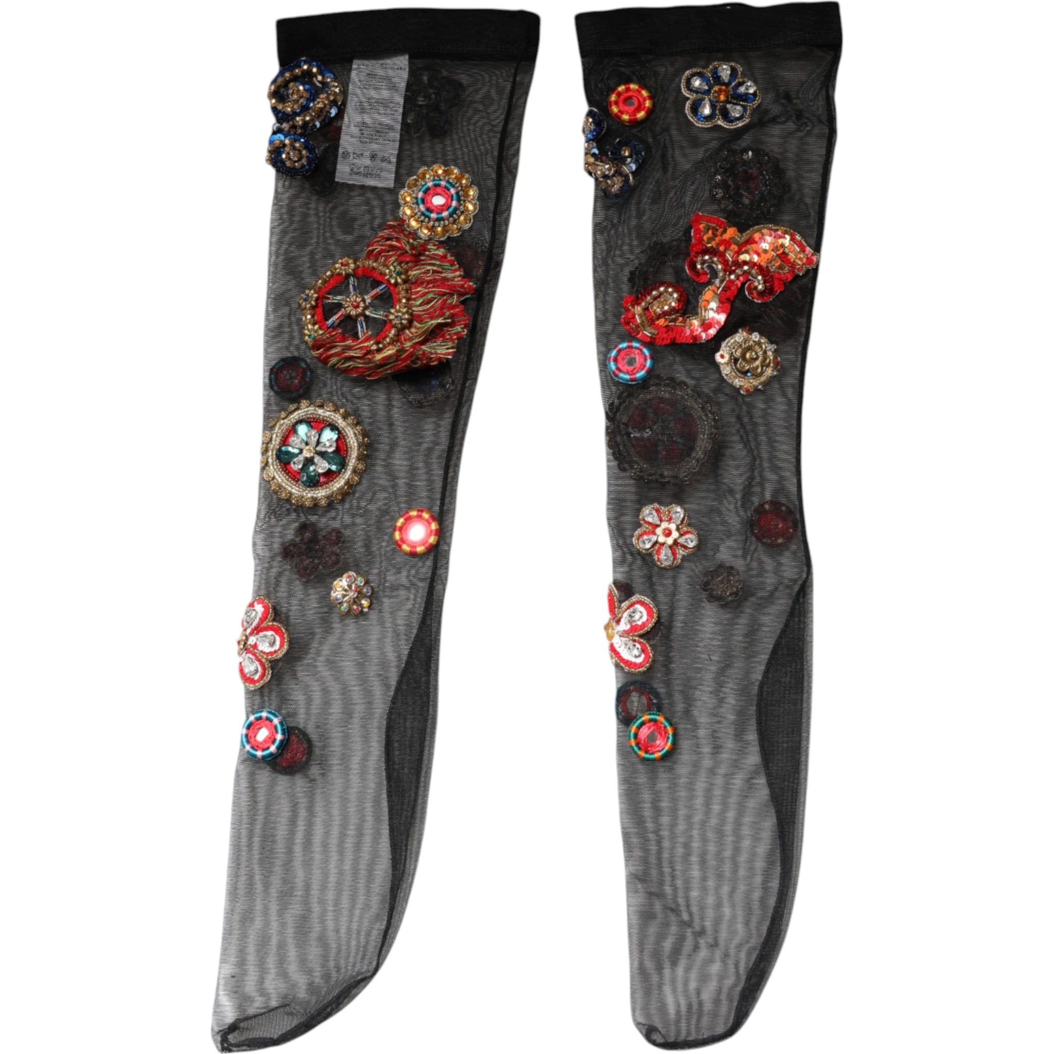 Black Stretch Carretto Crystal Stockings Socks