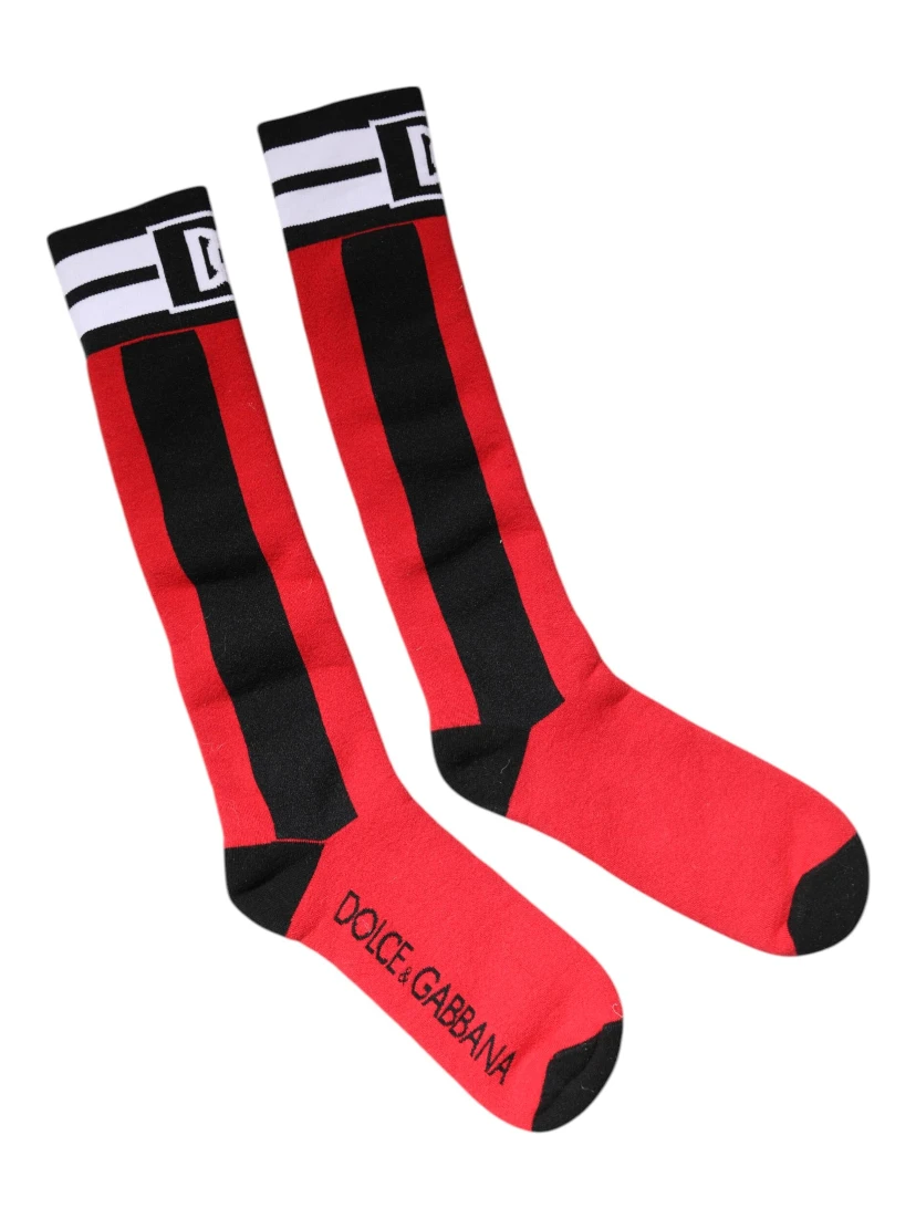 Red Cotton Stretch Printed Socks