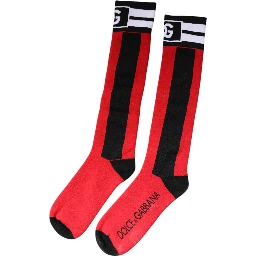 Red Cotton Stretch Printed Socks