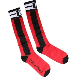 Red Cotton Stretch Printed Socks