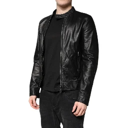 Black Sheep Leather Biker Full Zip Jacket