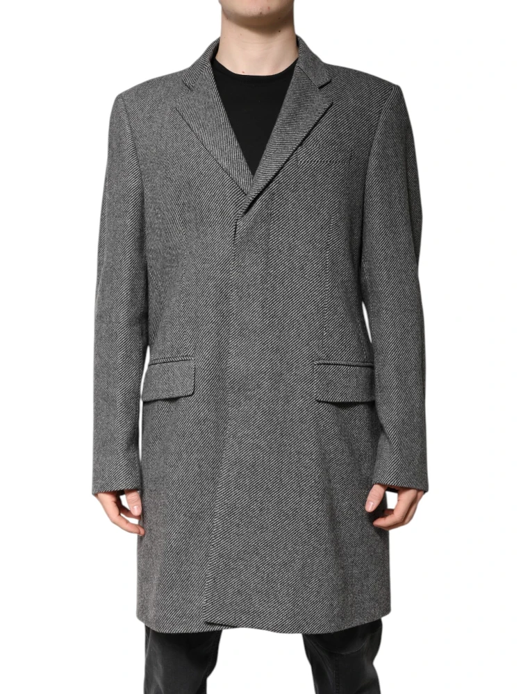 Gray Wool Single Breasted Trench Coat Jacket alternative