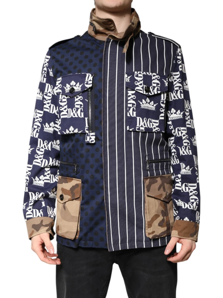 Multicolor Cotton Logo Patchwork Coat Jacket alternative