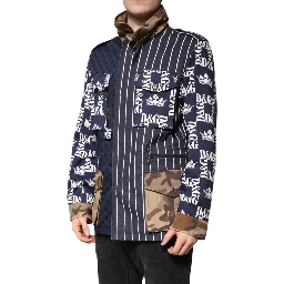 Multicolor Cotton Logo Patchwork Coat Jacket