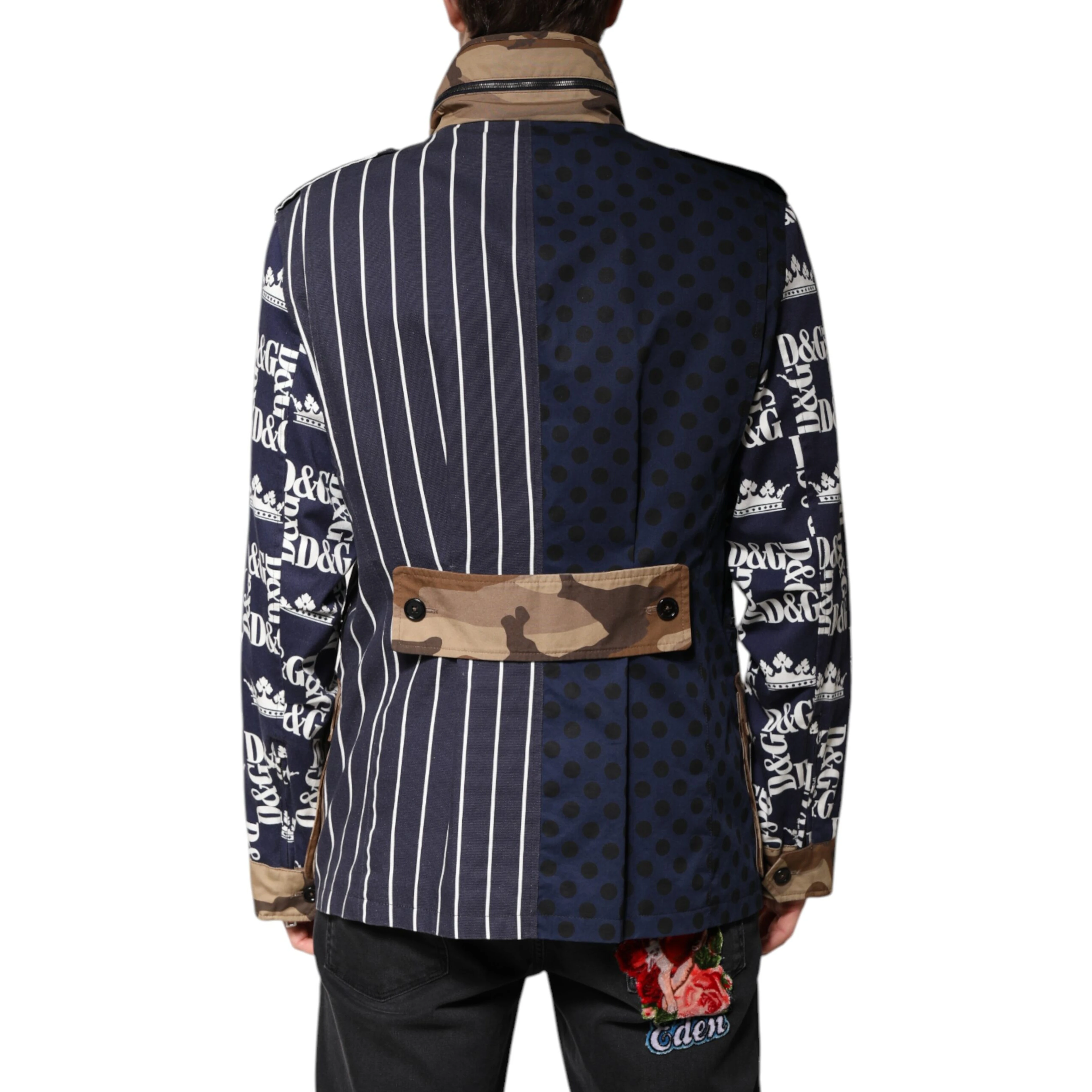 Multicolor Cotton Logo Patchwork Coat Jacket
