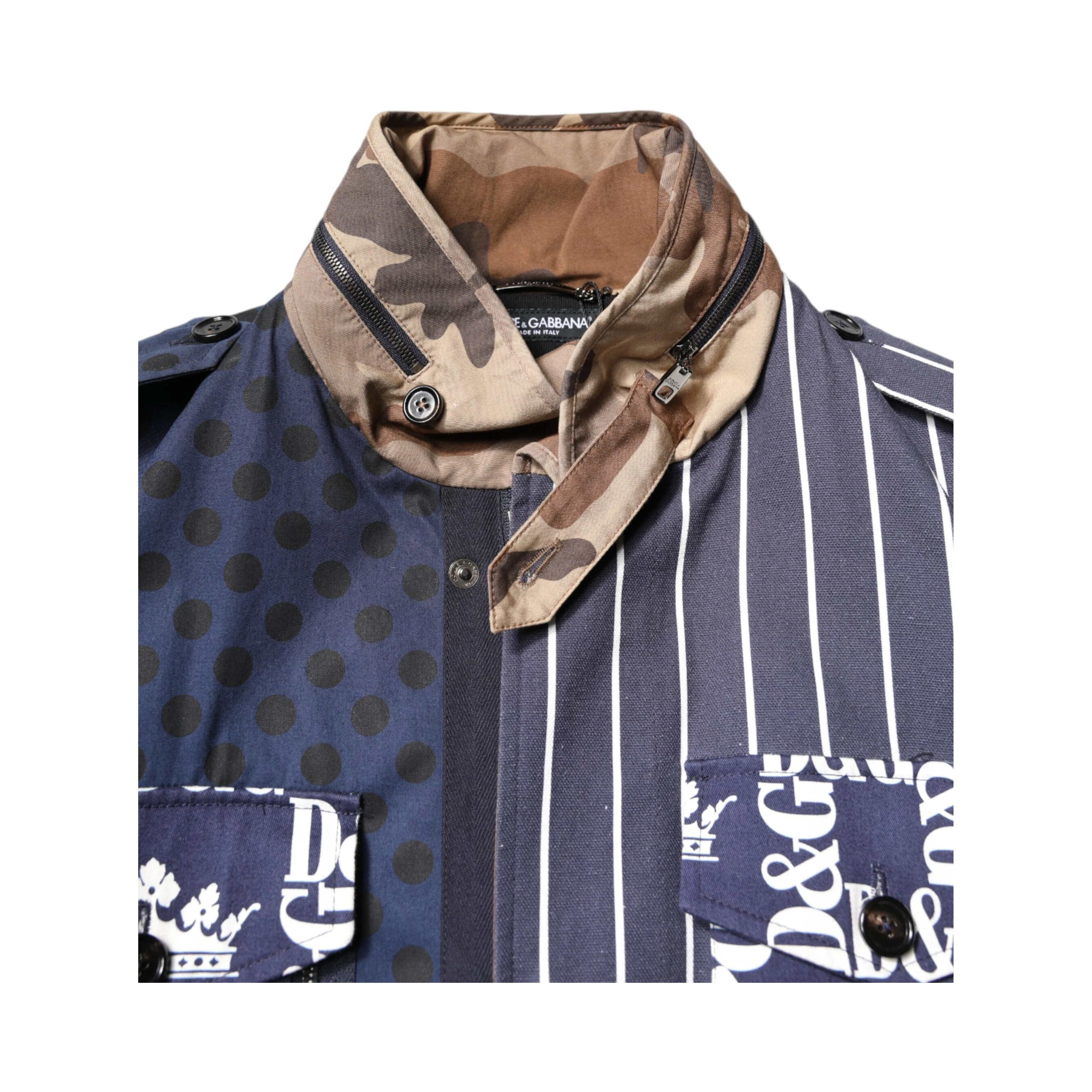 Multicolor Cotton Logo Patchwork Coat Jacket