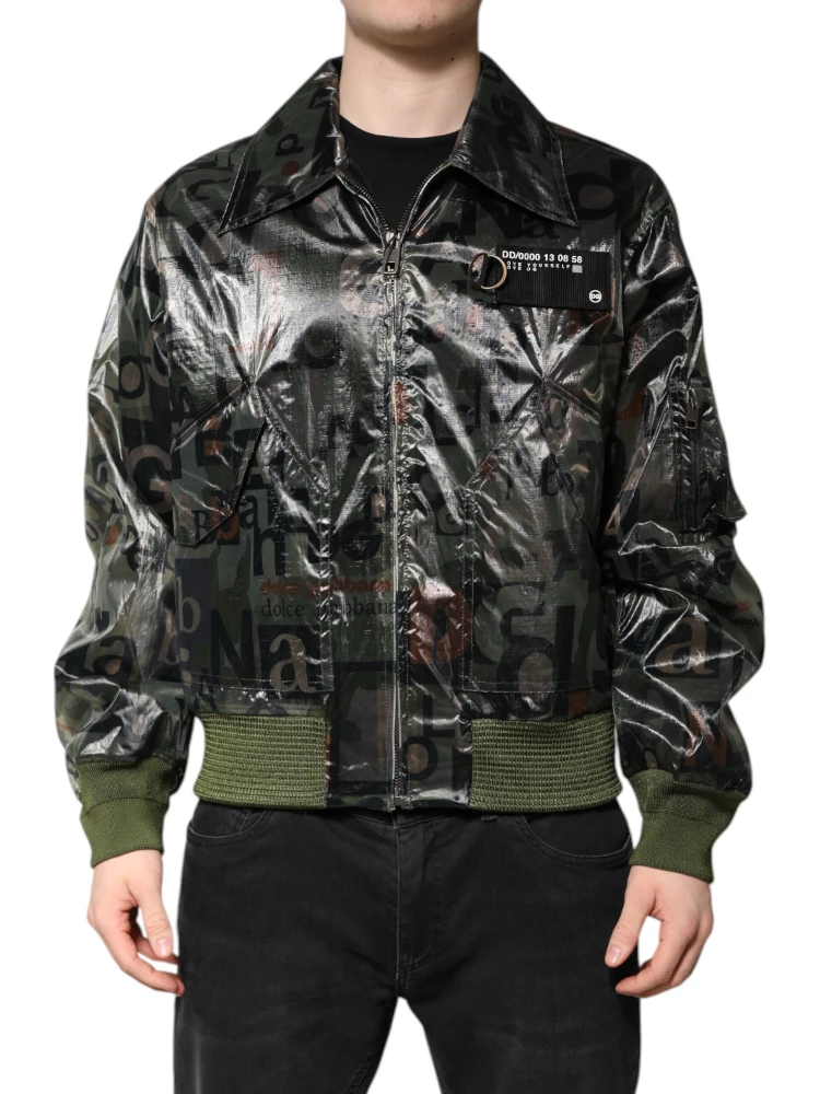 Green DG Logo Print Bomber Full Zip Jacket alternative