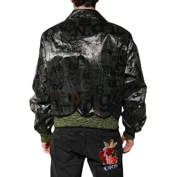 Green DG Logo Print Bomber Full Zip Jacket