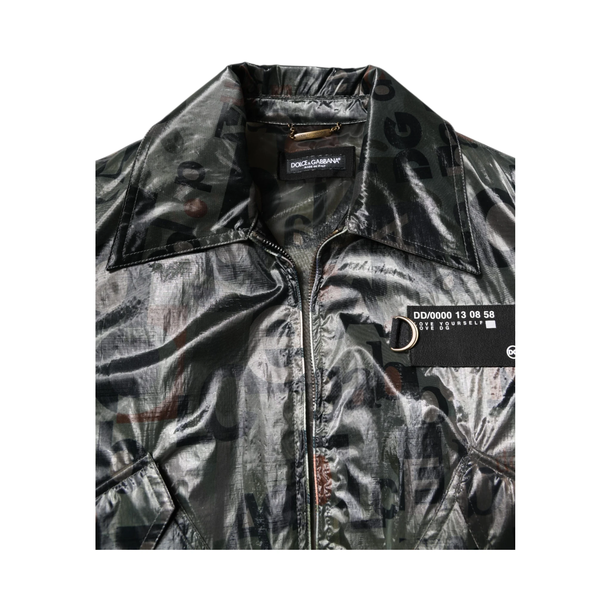 Green DG Logo Print Bomber Full Zip Jacket