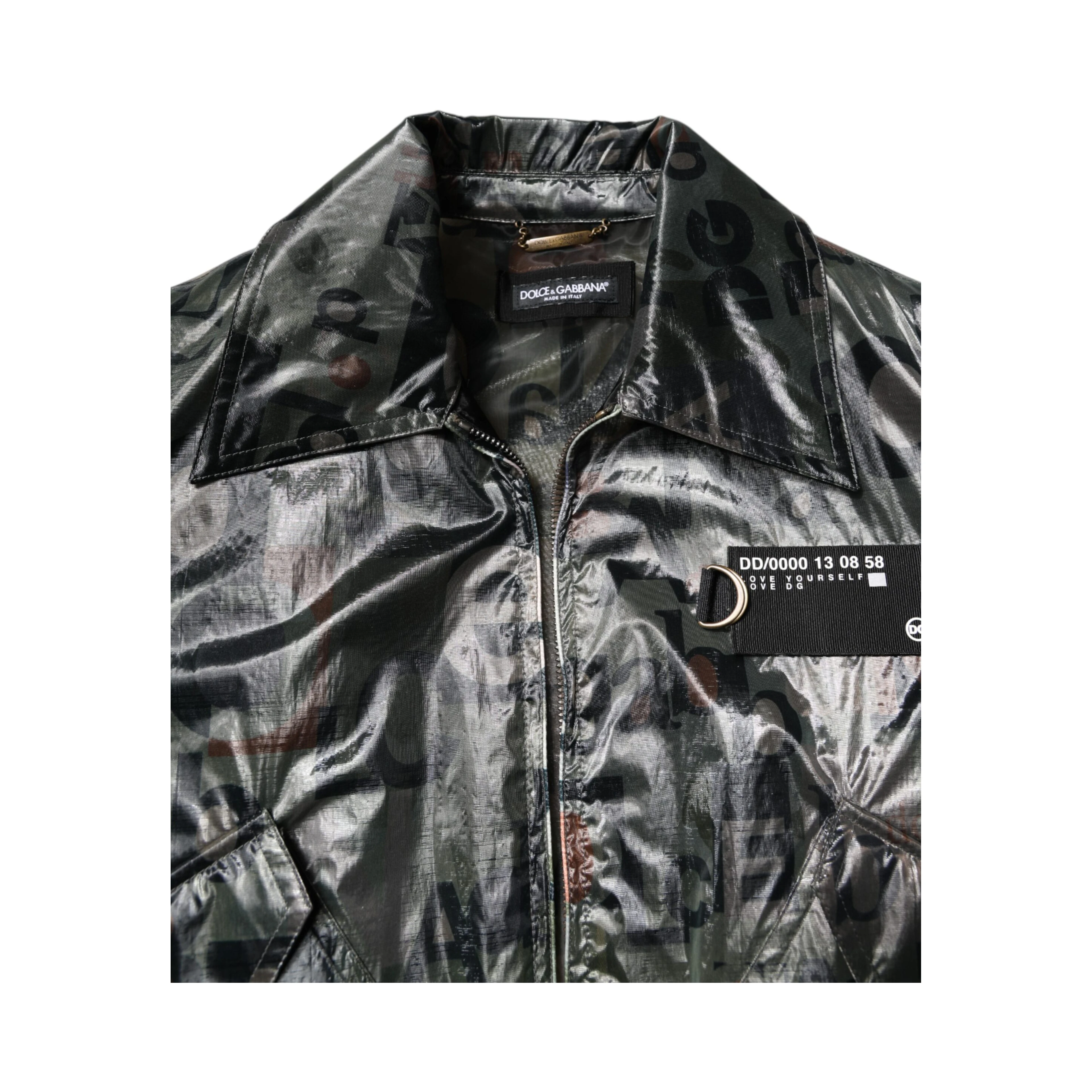 Green DG Logo Print Bomber Full Zip Jacket
