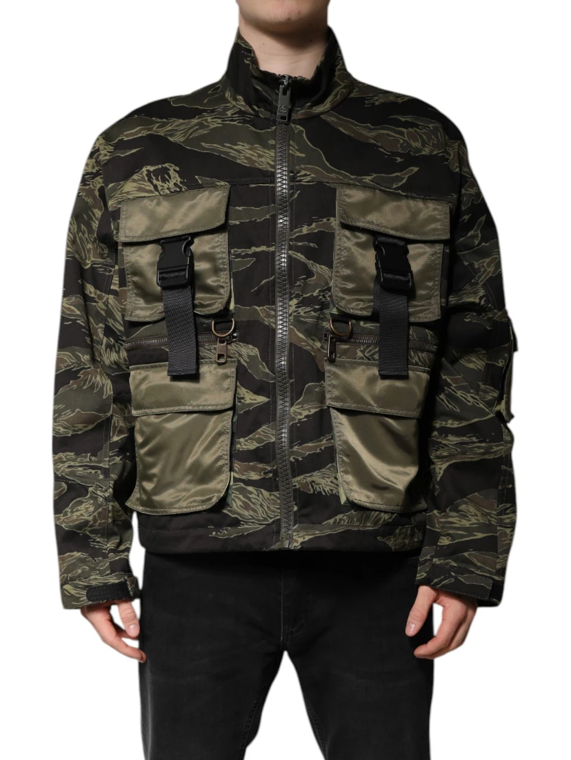 Multicolor Camouflage Cotton Bomber Jacket