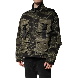Multicolor Camouflage Cotton Bomber Jacket