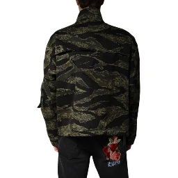 Multicolor Camouflage Cotton Bomber Jacket