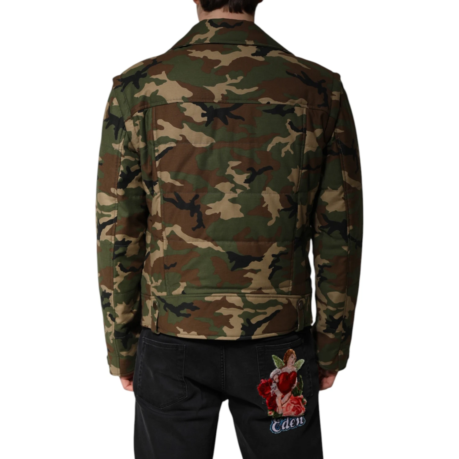 Multicolor Camouflage Nylon Biker Jacket