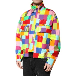 Multicolor Cotton Full Zip Men Biker Jacket