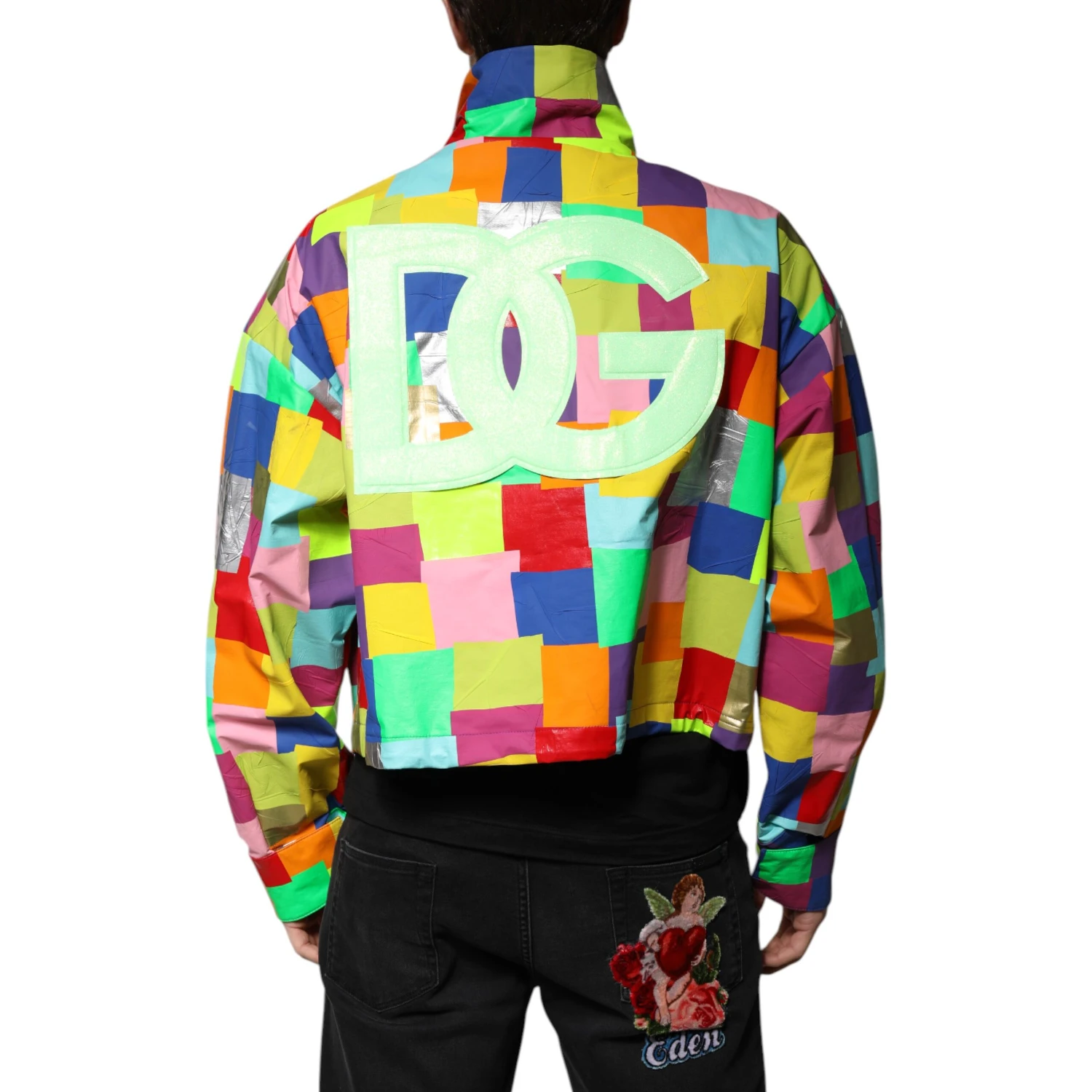 Multicolor Cotton Full Zip Men Biker Jacket