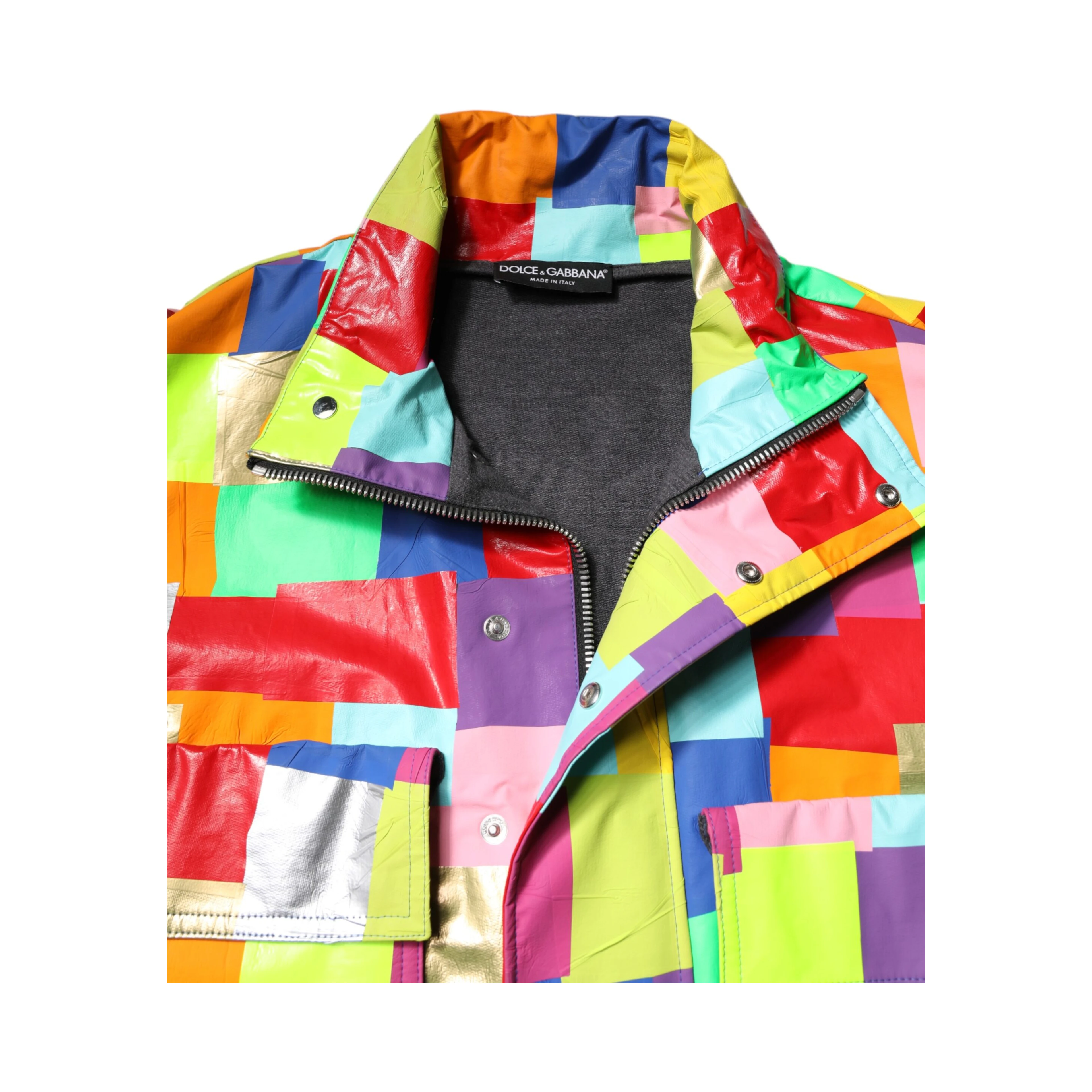Multicolor Cotton Full Zip Men Biker Jacket
