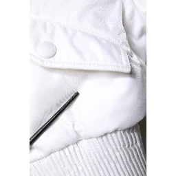 White Nylon Full Zip Cropped Bomber Jacket