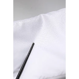 White Nylon Full Zip Cropped Bomber Jacket