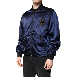 Blue Nylon DG Crown Full Zip Bomber Jacket