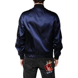 Blue Nylon DG Crown Full Zip Bomber Jacket