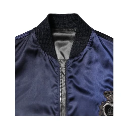 Blue Nylon DG Crown Full Zip Bomber Jacket