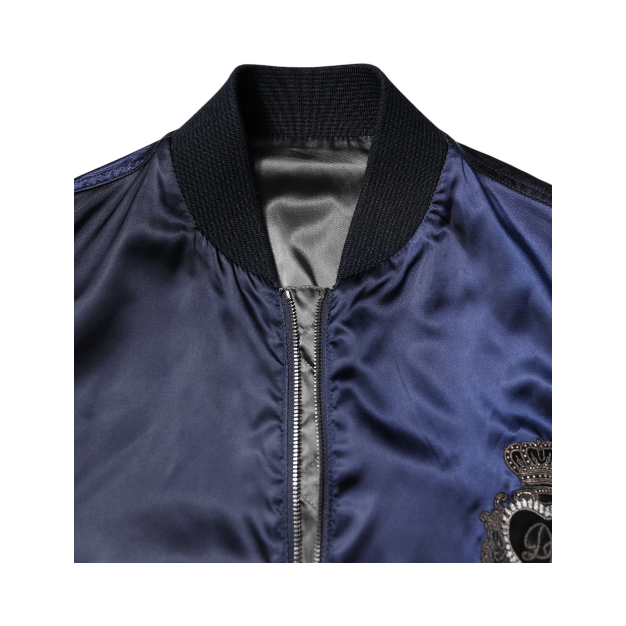 Blue Nylon DG Crown Full Zip Bomber Jacket