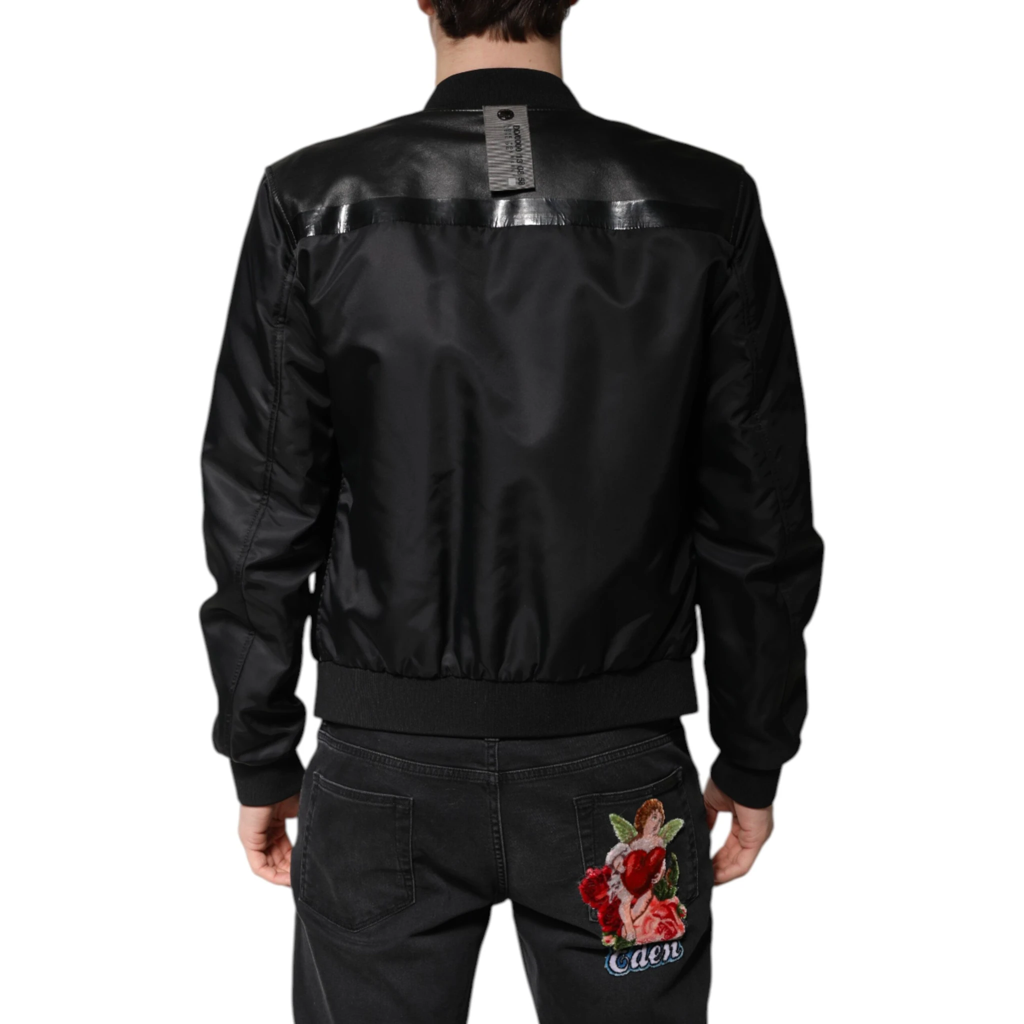 Black Lambskin Leather Biker Full Zip Jacket