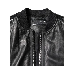 Black Lambskin Leather Biker Full Zip Jacket