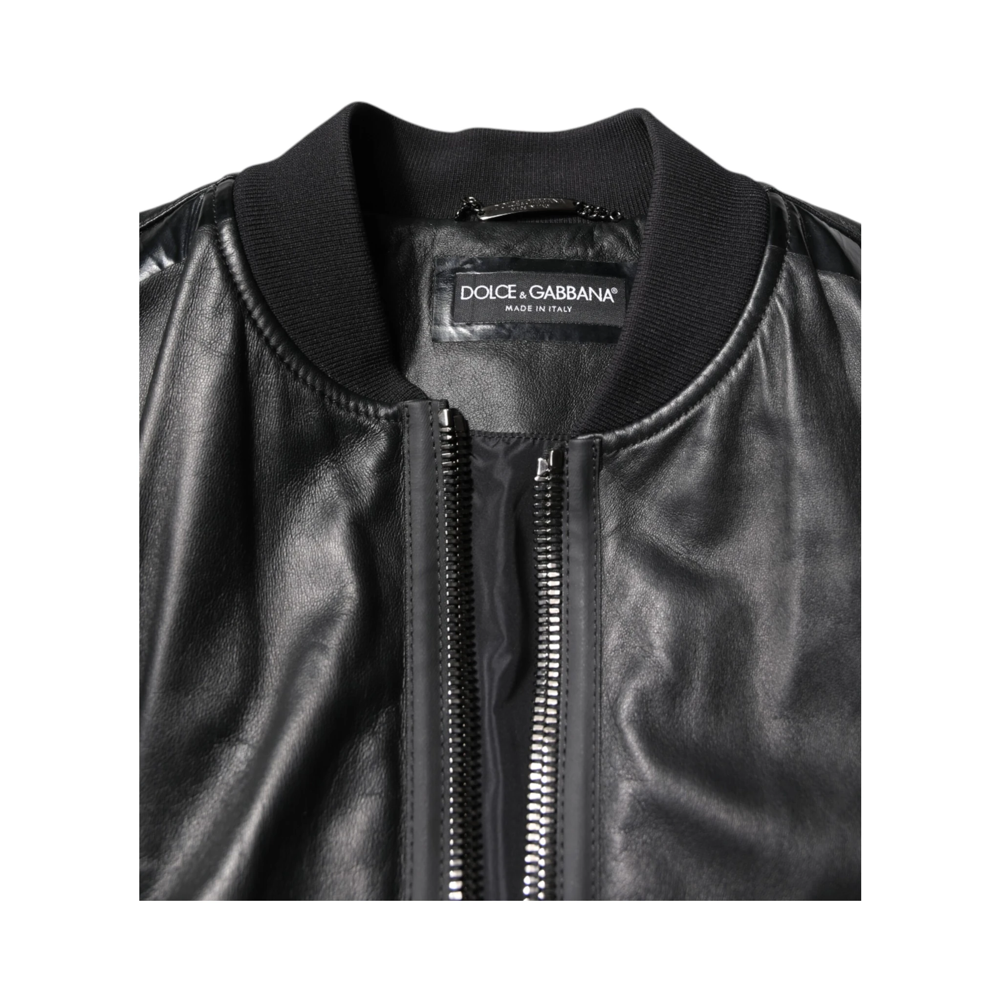 Black Lambskin Leather Biker Full Zip Jacket