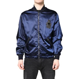 Blue Nylon DG Crown Full Zip Bomber Jacket