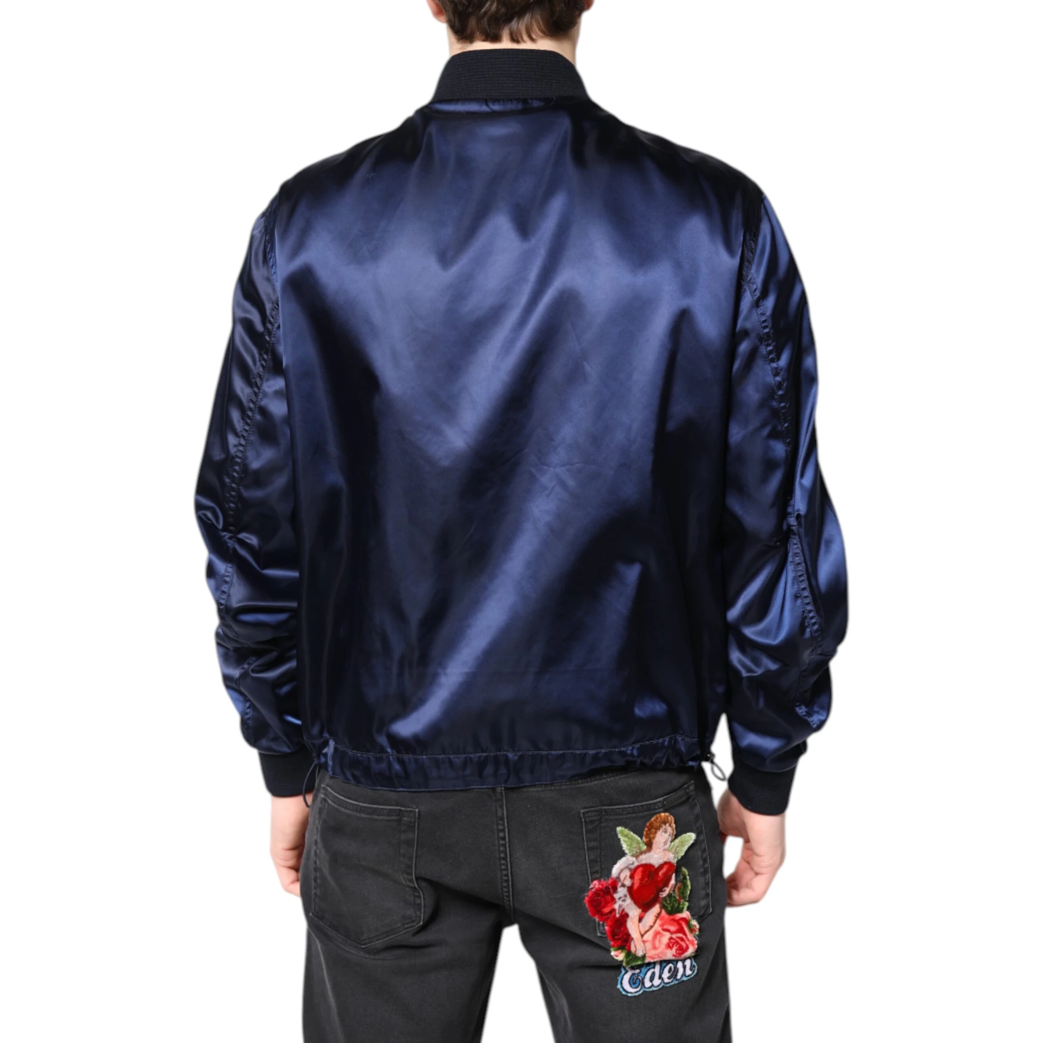Blue Nylon DG Crown Full Zip Bomber Jacket