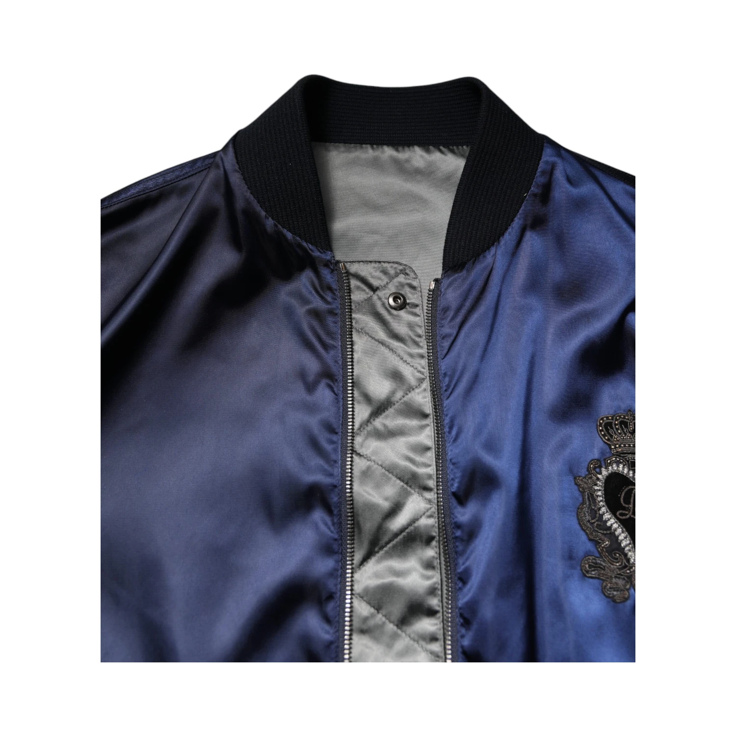 Blue Nylon DG Crown Full Zip Bomber Jacket