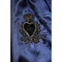 Blue Nylon DG Crown Full Zip Bomber Jacket