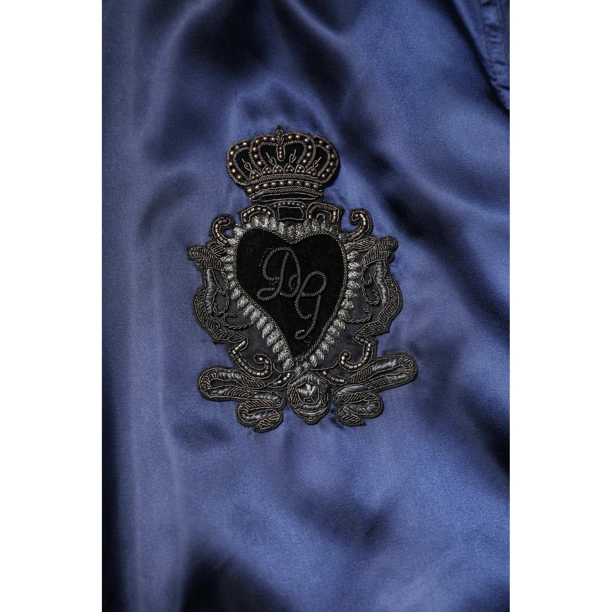 Blue Nylon DG Crown Full Zip Bomber Jacket