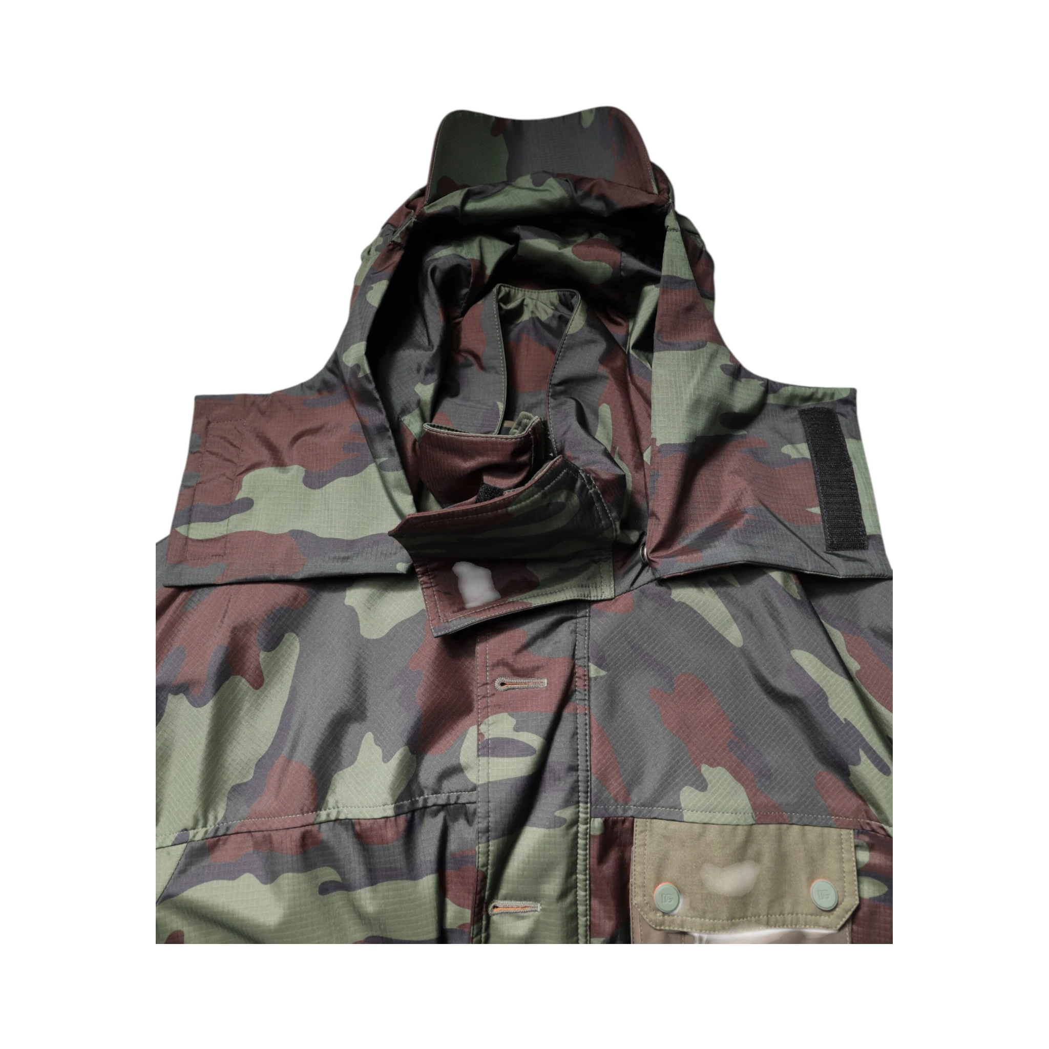 Multicolor Camouflage Button Hooded Jacket