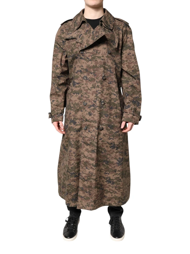 Multicolor Camouflage Double Breasted Coat Jacket