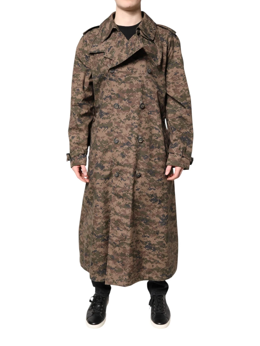 Multicolor Camouflage Double Breasted Coat Jacket