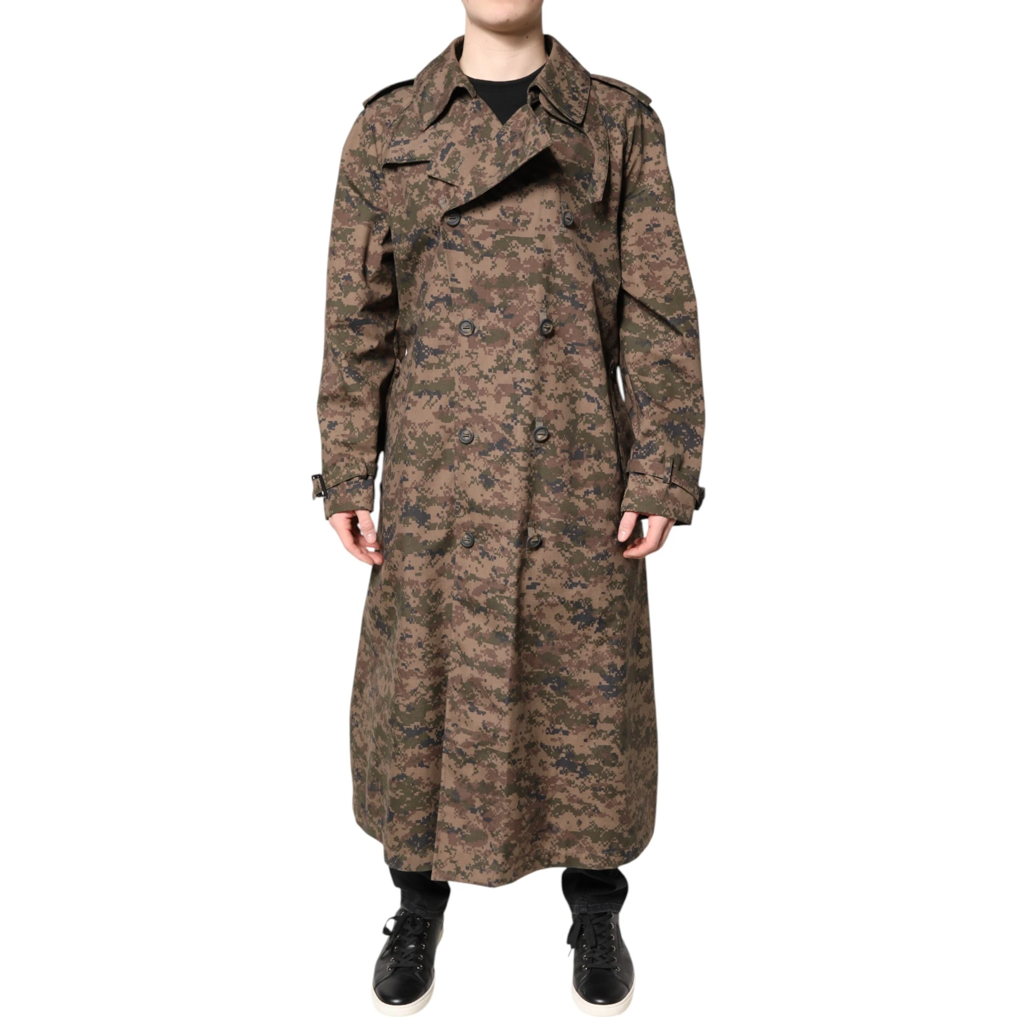 Multicolor Camouflage Double Breasted Coat Jacket