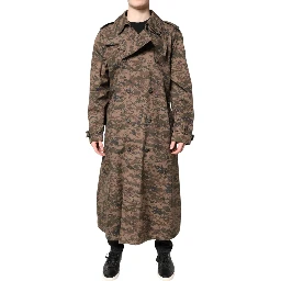 Multicolor Camouflage Double Breasted Coat Jacket