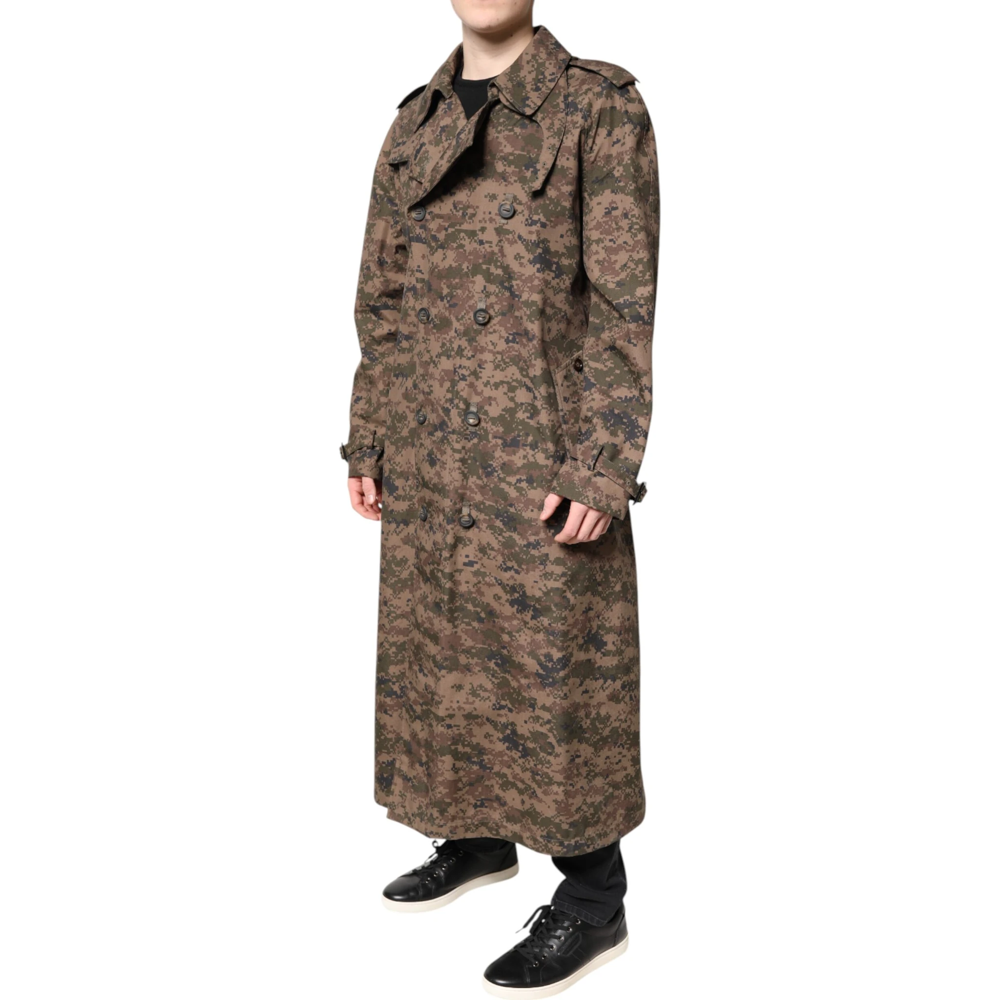Multicolor Camouflage Double Breasted Coat Jacket