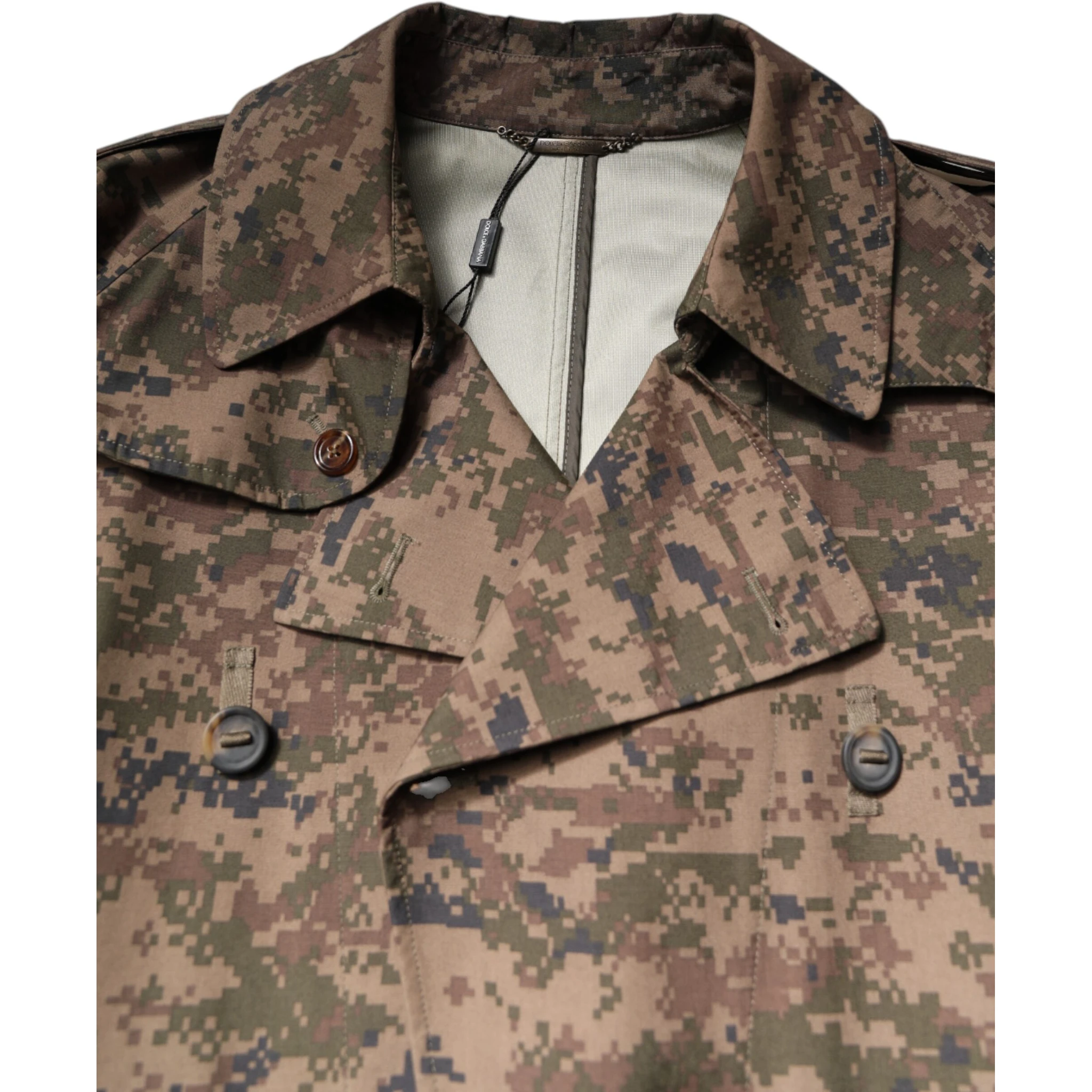 Multicolor Camouflage Double Breasted Coat Jacket
