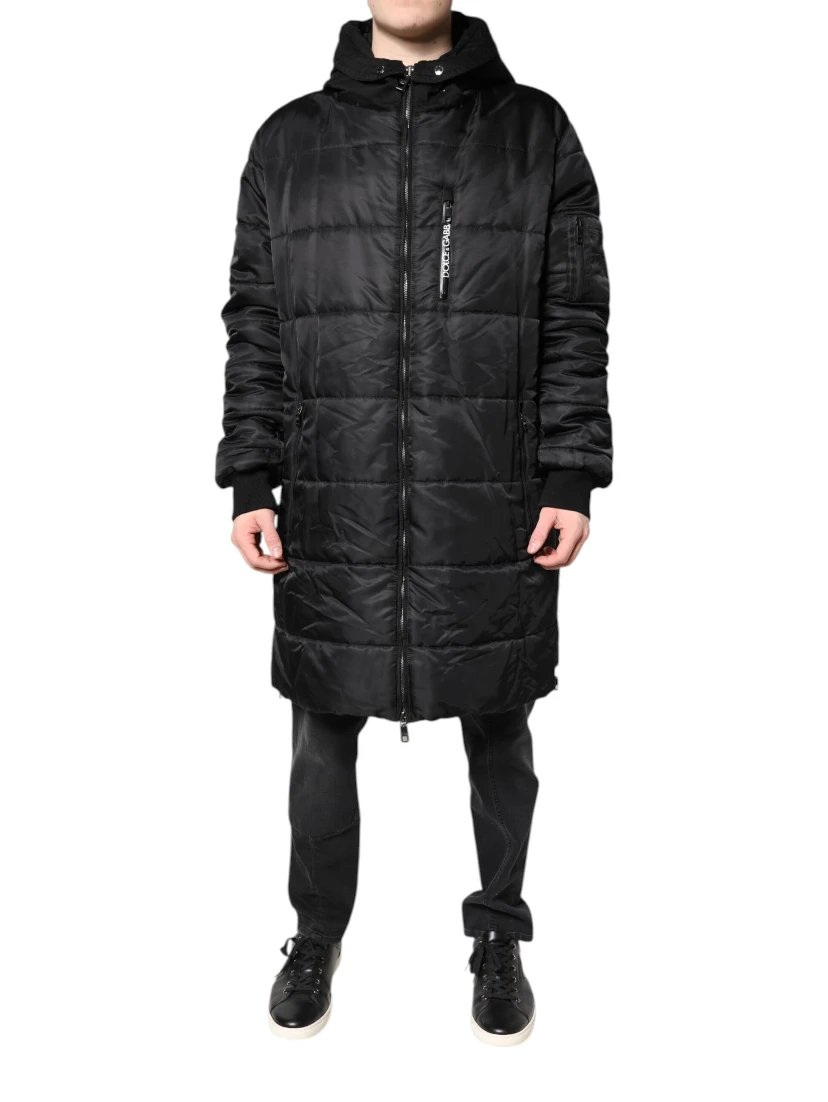 Black Hooded Parka Winter Men Coat Jacket