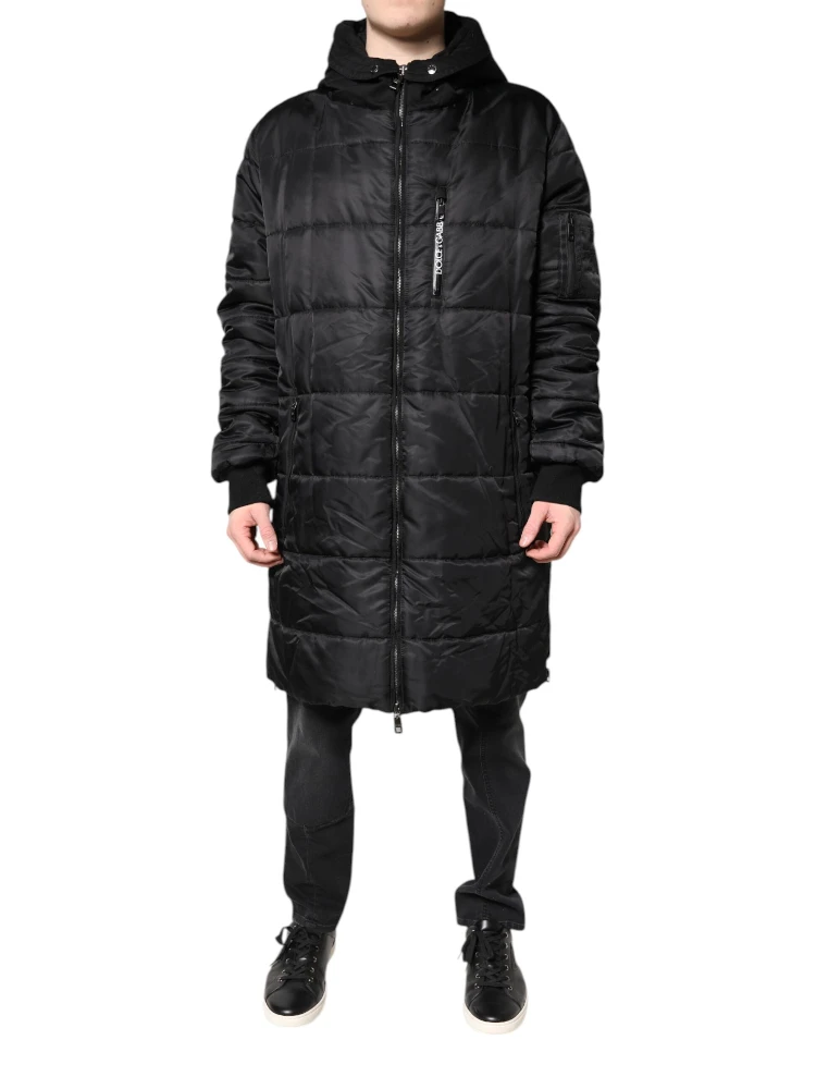 Black Hooded Parka Coat Winter Jacket