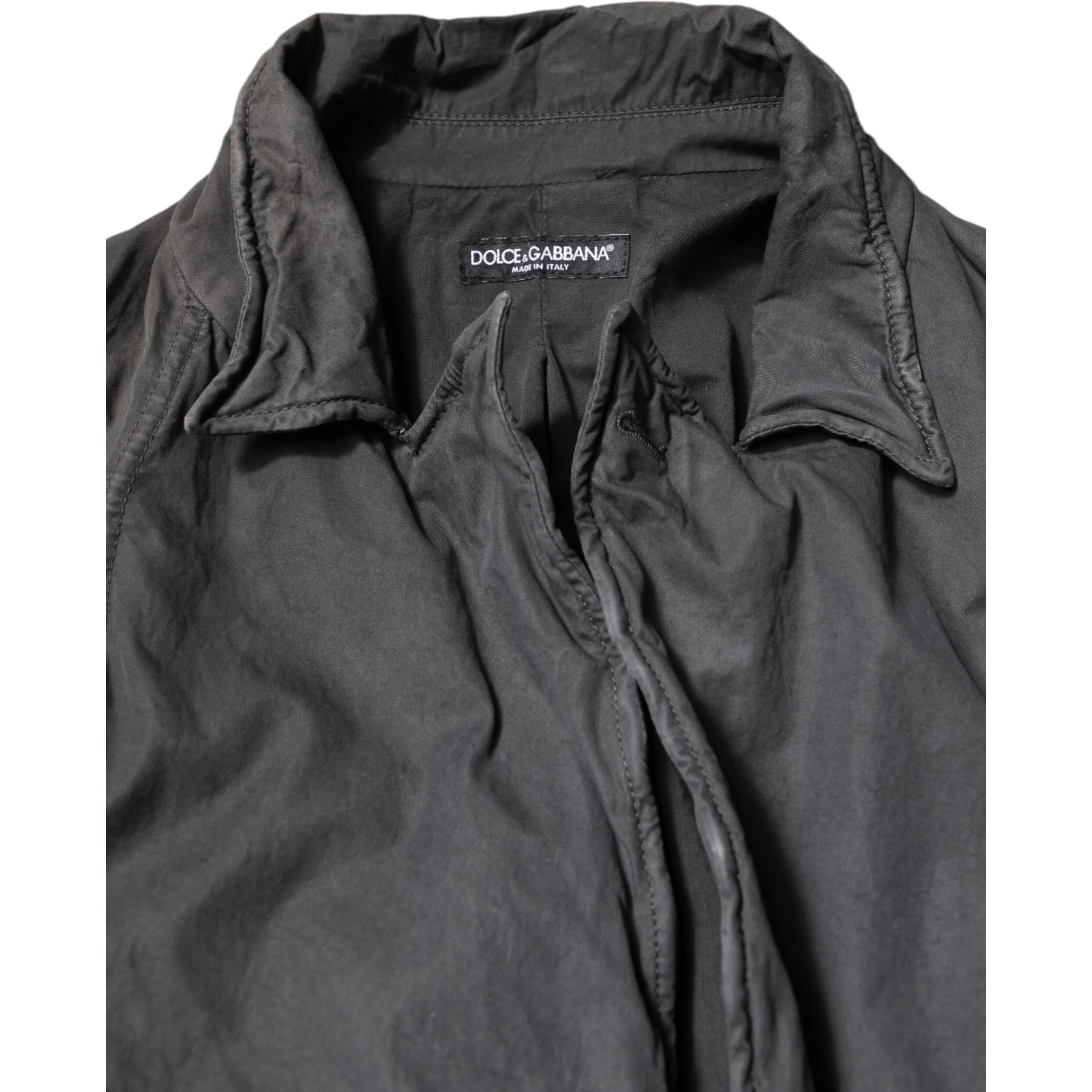 Black Solid Cotton Collared Coat Jacket