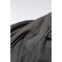 Black Solid Cotton Collared Coat Jacket