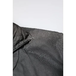 Black Solid Cotton Collared Coat Jacket
