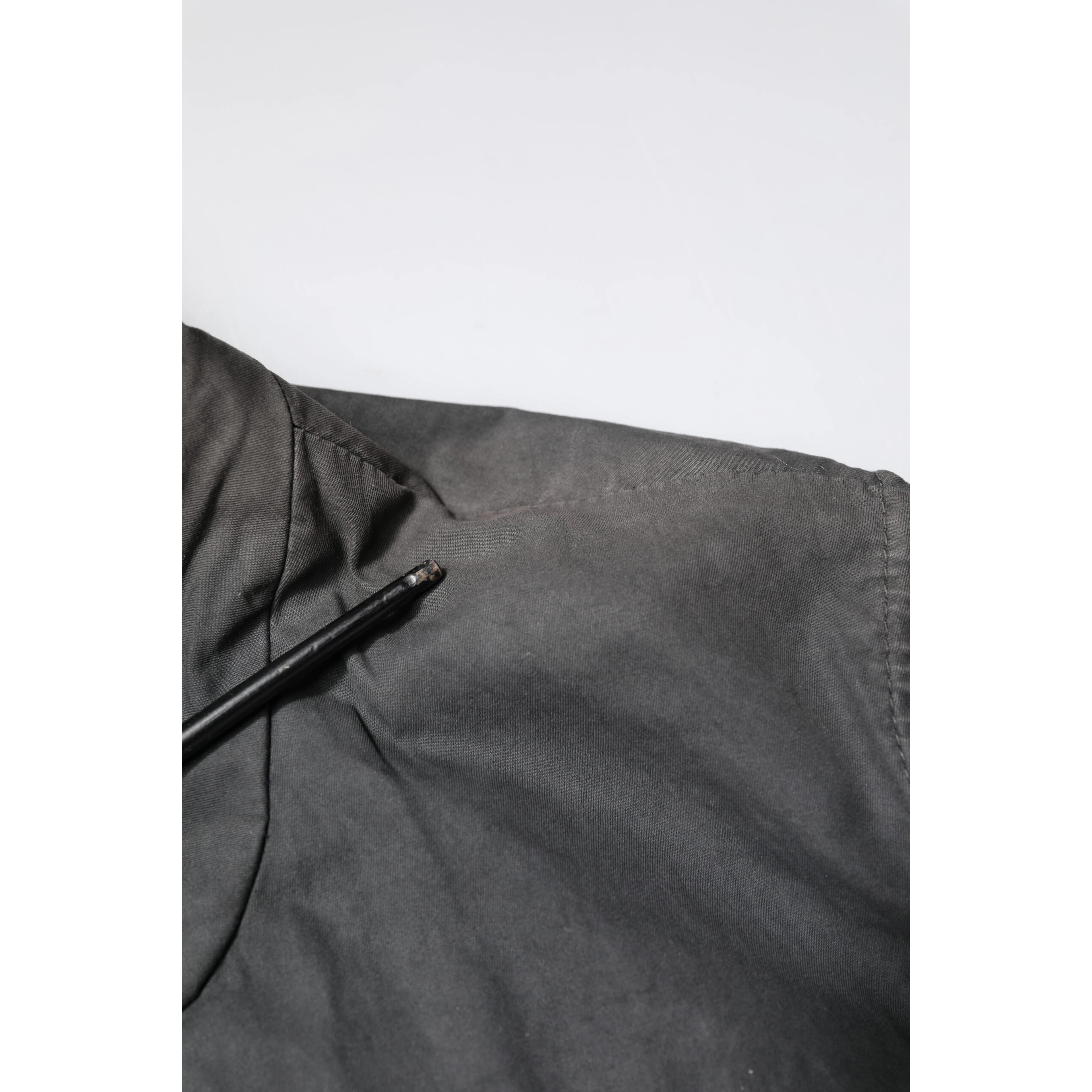Black Solid Cotton Collared Coat Jacket